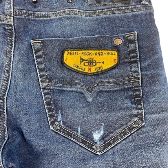 Diesel Tepphar Slim Carrot Wash 0852G Stretch Logo Patch Rear Studs US 33 X 32 - Picture 7 of 16
